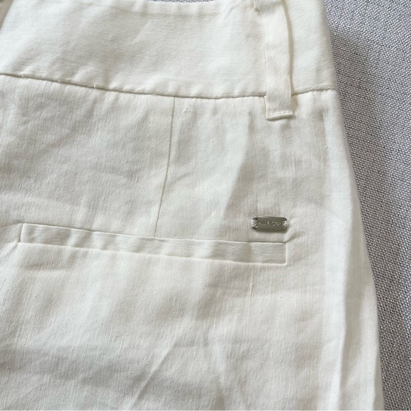 Tommy Hilfiger Wide Leg Crop Linen Blend Casual Cream Trousers Pants. Size 4 - Picture 4 of 10